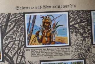 German colonies. Solomon and Admiralty Islands. Solomon Islands native in festive decoration. An