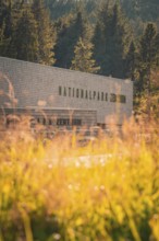National Park Center with autumn landscape in the background, Ruhestein National Park Center, Black