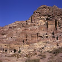 Tombs in Farasa Gorge, Nabatean rock town Petra, Jordan