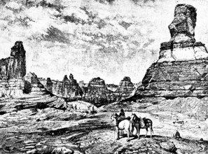 Land of Standing Up Rocks, Land of Standing Rocks in the Grand Canyon, Horses, Riders, Arizona,