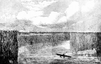 In the mouth of the Jordan and the Dead Sea discovered by Mac Gregor, reed banks, canoeists,