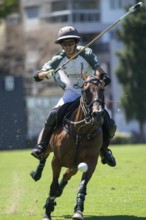Portrait of polo player Bautista Bayugar from the La Hache Cria y Polo team at the 132nd Argentine