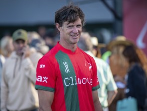 Portrait of polo player Ignatius Du Plessis from the La Irenita La Hache team after a game at the