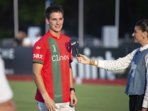 Polo player Matias Mac Donough from the La Irenita La Hache team interviewed after his first game