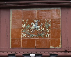 Dekoration am Töpferhaus, Fachwerk, stony path 8, Marburg, Hesse, Germany