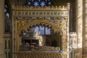 Memorial tomb effigy Bishop Edward Stafford died 1419, Exeter cathedral church, Exeter, Devon,