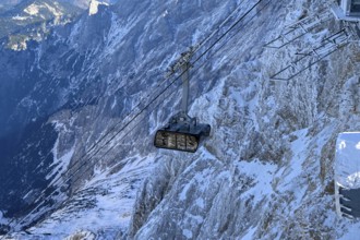 Cabin of the Zugspitze cable car at the mountain station (2962 m), Grainau municipality,