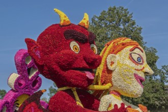 Figures at the Rekken flower parade, Gelderland, Netherlands