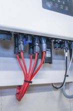 Various cables and connectors mounted in a solar system