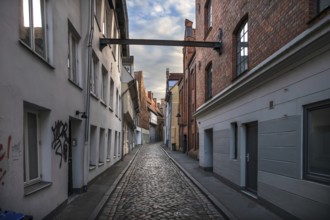 Alley of Lübeck's old town with historic residential buildings, Seventh Querstraße, Hanseatic City