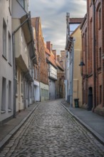 Alley of Lübeck's old town with historic residential buildings, Seventh Querstraße, Hanseatic City