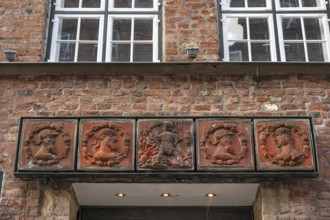 Terracotta decoration above the entrance to the Schabbelhaus, a Renaissance building built in 1558,