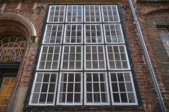 Historic window of a Renaissance façade, around 1560, Mengstraße 27, Hanseatic City of Lübeck,