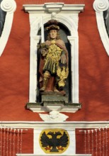 Town Hall with the City Patron St. Patroklus, Baroque West Wing, detail, Soest, North