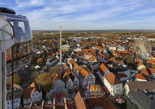 View from the mobile Skylift Look 360 degree panorama of the All Saints Fair and the old town of