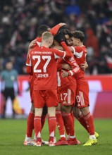 Goal cheers Konrad Laimer FC Bayern Munich FCB (27) Jonathan Tah FC Bayern Munich FCB (04) Michael