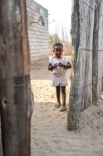 Young girl in a village, locals, Caprivi Strip, Namibia