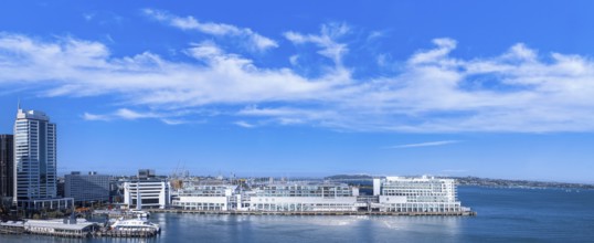 Scenic panoramic views of Auckland skyline and financial downtown city center