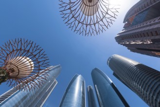UAE, United Arab Emirates, Abu Dhabi downtown panorama and financial center skyline