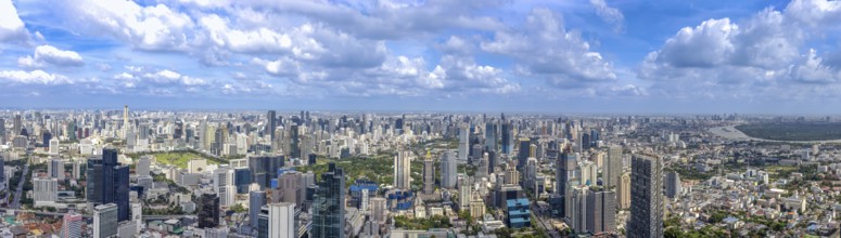 Panoramic view of Bangkok skyline downtown in business financial center