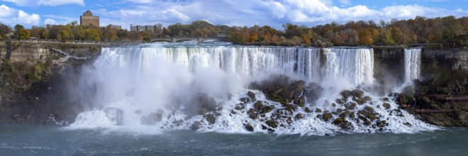 USA, panorama of scenic Niagara Waterfall, American side near Buffalo NY