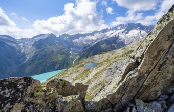 View of Bergseeschijen-Vorbau, view of Dammagletscher and Dammastock, Göscheneralp, Canton of Uri,