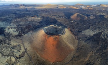 Caldera Colorada volcano, picturesque volcanic landscape with volcanic craters and lava fields in