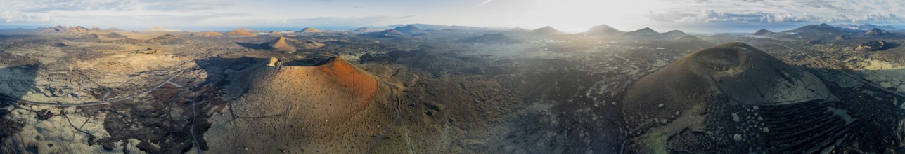 Panorama, Caldera Colorada volcano and Montaña Negra, picturesque volcanic landscape with volcanic