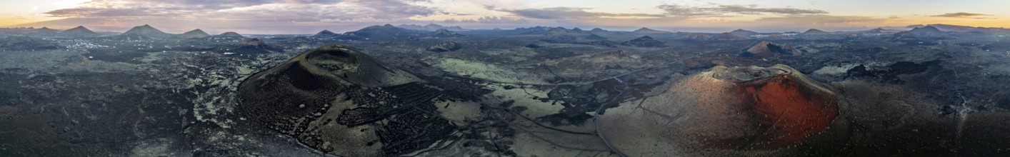 Panorama, Caldera Colorada volcano and Montaña Negra, picturesque volcanic landscape with volcanic