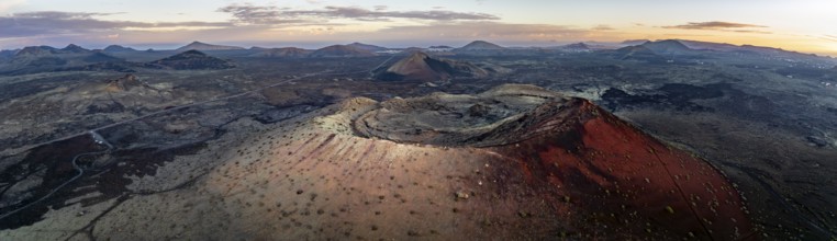 Panorama, Caldera Colorada volcano, picturesque volcanic landscape with volcanic craters at