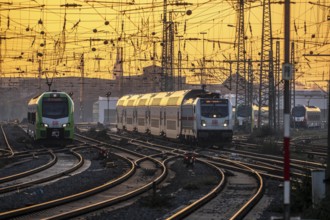 Local transport trains, IC train, on the tracks, west of Dortmund Central Station, North