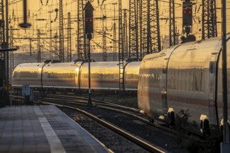 ICE trains on the tracks west of Dortmund Central Station, North Rhine-Westphalia, Germany
