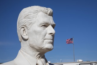 Hermosa, South Dakota - The 20-foot-tall heads of President Ronald Reagan, crafted by artist David