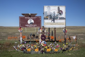 Kyle, South Dakota - A memorial on the Pine Ridge Indian Reservation for Todd Little Bull. Little