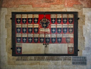 Interior view, epitaph, pedigree, Bessererkapelle, Our Lady of Ulm, Ulm Münster, Ulm,