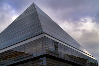 Glass Pyramid of the Central Library, City Library, Old Town, Ulm, Baden-Württemberg, Germany