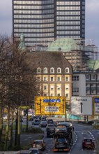 Downtown traffic in Essen, Bernestraße, Town Hall, North Rhine-Westphalia, Germany