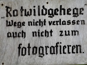 An information sign for photographers, North Rhine-Westphalia, Germany