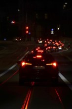 Car traffic at night in a big city, November, Germany