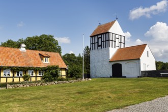 Ny Kirke, free-standing bell tower, timber-framed house, Nyker, Bornholm Island, Denmark
