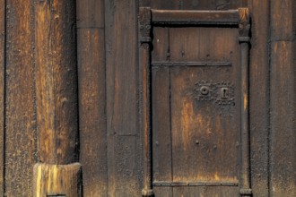 Wooden door, Garmo Stave Church, Maihaugen open-air museum with houses and objects from farms in