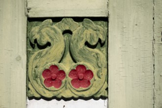 Wood carving in the form of flowers, Maihaugen open-air museum with houses and objects from farms