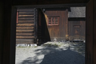 Exterior walls of Garmo Stave Church, Maihaugen open-air museum with houses and objects from farms