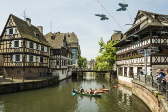 Timbered houses, La Petite France, Ill River, Strasbourg, Alsace, France