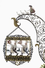 Nose sign of a butcher shop, old town, Colmar, Alsace, France