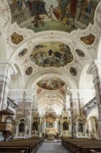 Interior view, church, Notre-Dame de l'Assomption, Rouffach, Haut-Rhin Department, Alsace, France