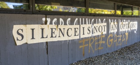 Graffiti on a building of the Technical University of Berlin on the 17th of June, Berlin, Germany