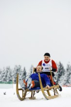 Horn sled racing, Waldau, Black Forest, Baden-Württemberg, Germany
