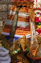 Sacrifices at a corpse cremation ceremony (Ngaben) in Ubud, Bali, Indonesia