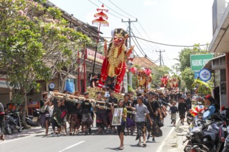 Combustion ceremony (Ngaben), preparation at the cremation site, Ubud, Bali, Indonesia
